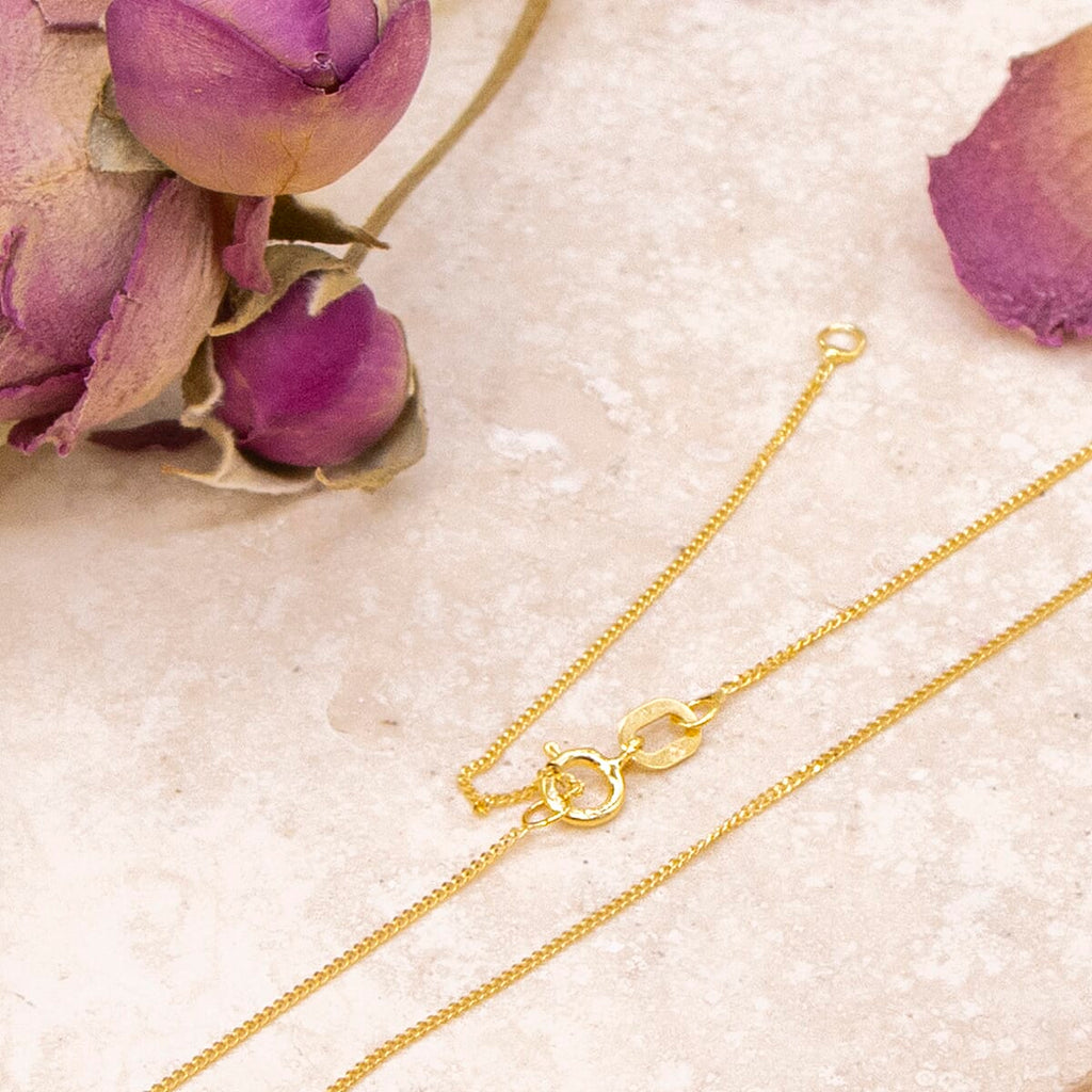 9K Yellow Gold Diamond Cut Curb Chain With Spring Ring Clasp (Size - 18)