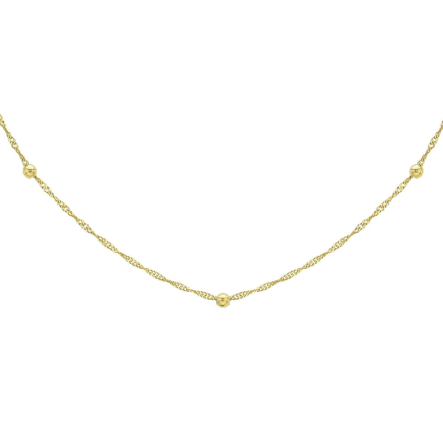 Diamond Cut Ball and Twist Curb Chain 16 Inch in 9K Yellow Gold 7577509 0