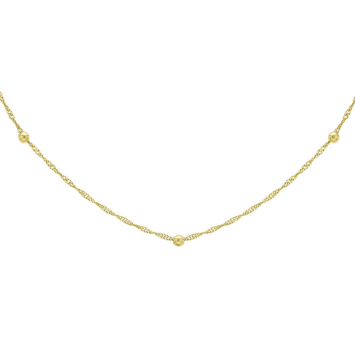 Diamond Cut Ball and Twist Curb Chain 16 Inch in 9K Yellow Gold 7577509 1