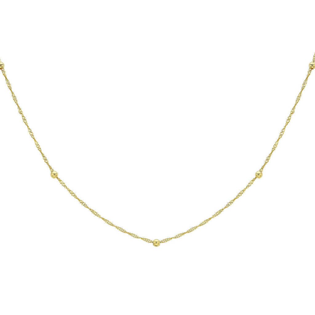 9K Yellow Gold Balls and Twist Curb Chain With Spring Ring Clasp (Size - 16)