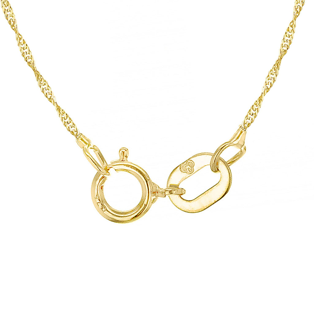 9K Yellow Gold Balls and Twist Curb Chain With Spring Ring Clasp (Size - 16)