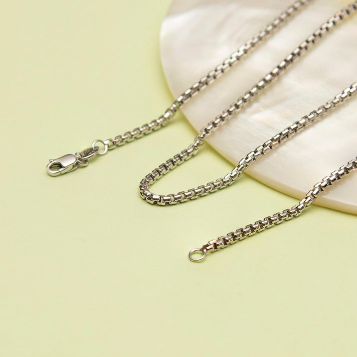 Diamond Cut Box Belcher Chain 18 Inch in 9K White Gold 7590862 2