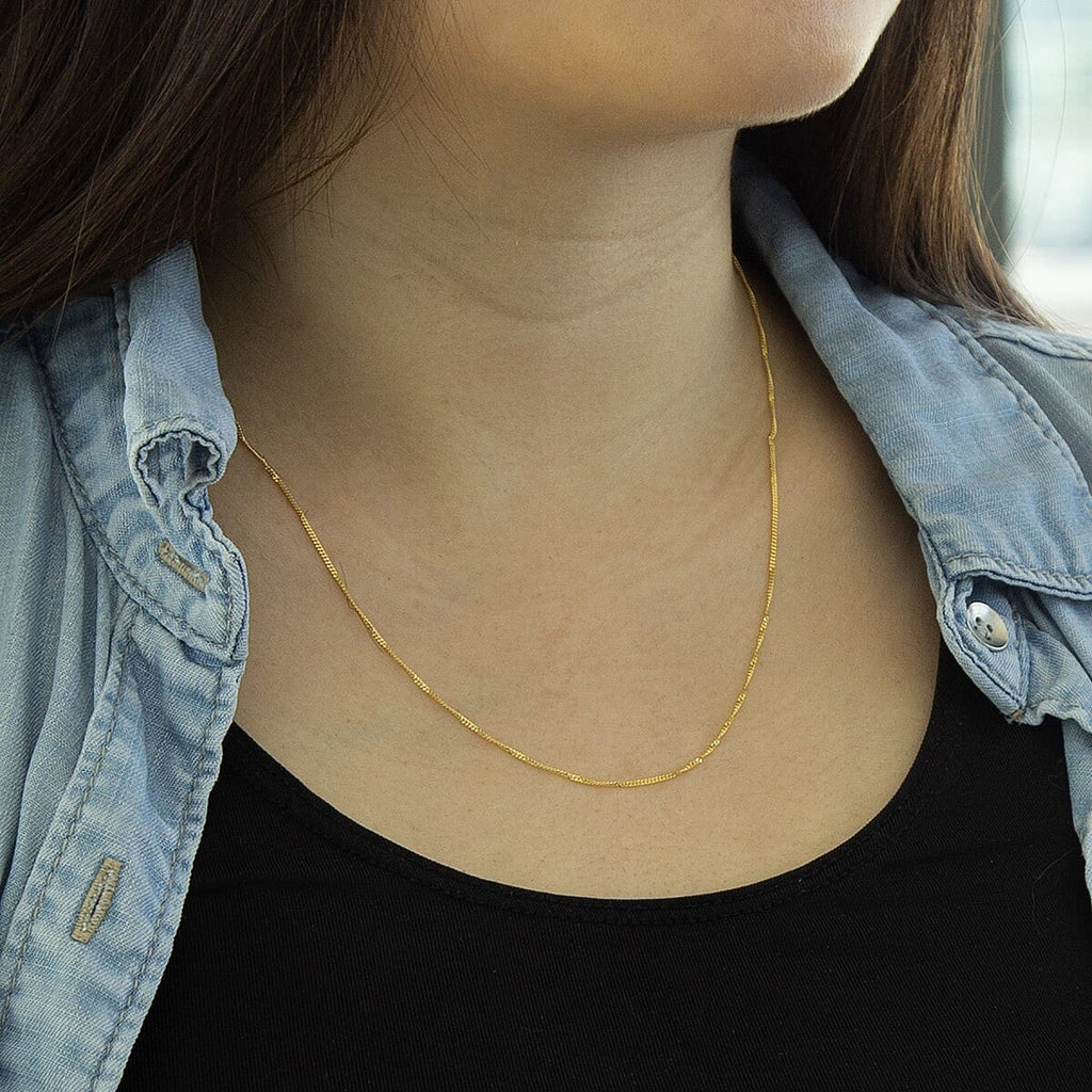 9K Yellow Gold  Chain (Size - 16),  Gold Wt. 1.2 Gms