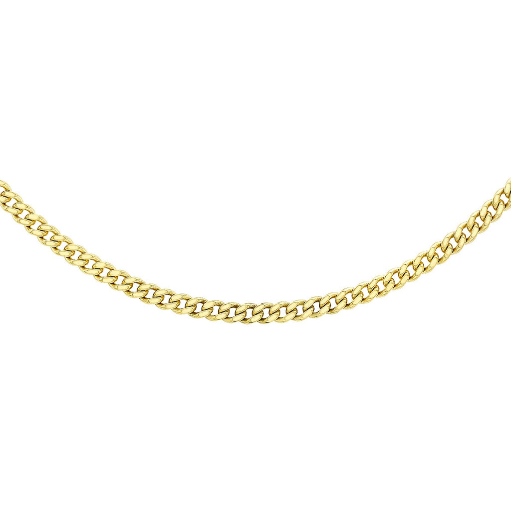 9K Yellow Gold Diamond Cut Curb Chain With Lobster Clasp (Size - 16)