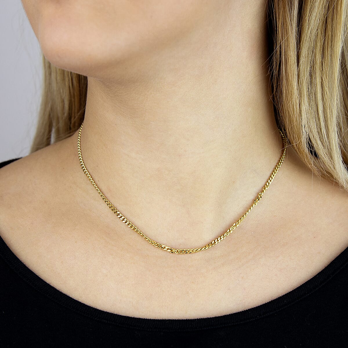 Diamond Cut Curb Chain 16 Inch in 9K Yellow Gold 7576457 1
