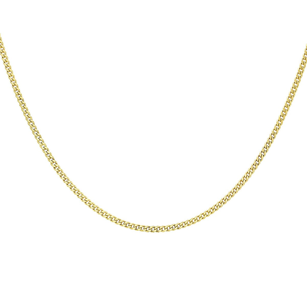 9K Yellow Gold Diamond Cut Curb Chain With Lobster Clasp (Size - 16)