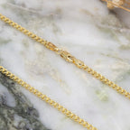 9K Yellow Gold Diamond Cut Curb Chain With Lobster Clasp (Size - 16)