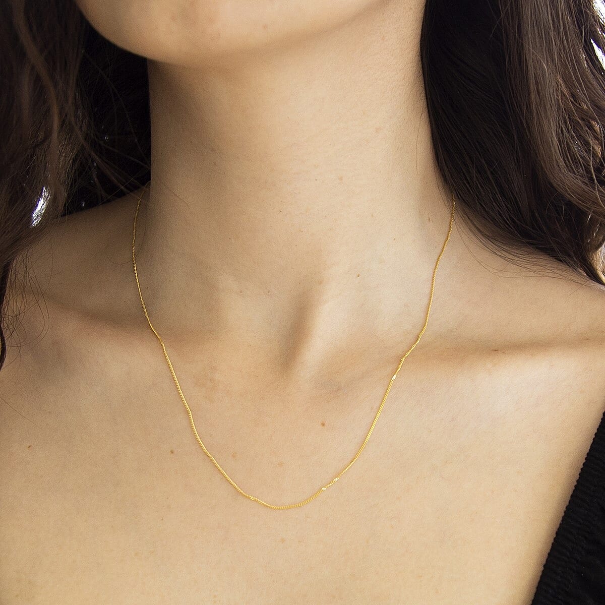 Diamond Cut Curb Chain 18 Inch in 9K Yellow Gold 7576348 1