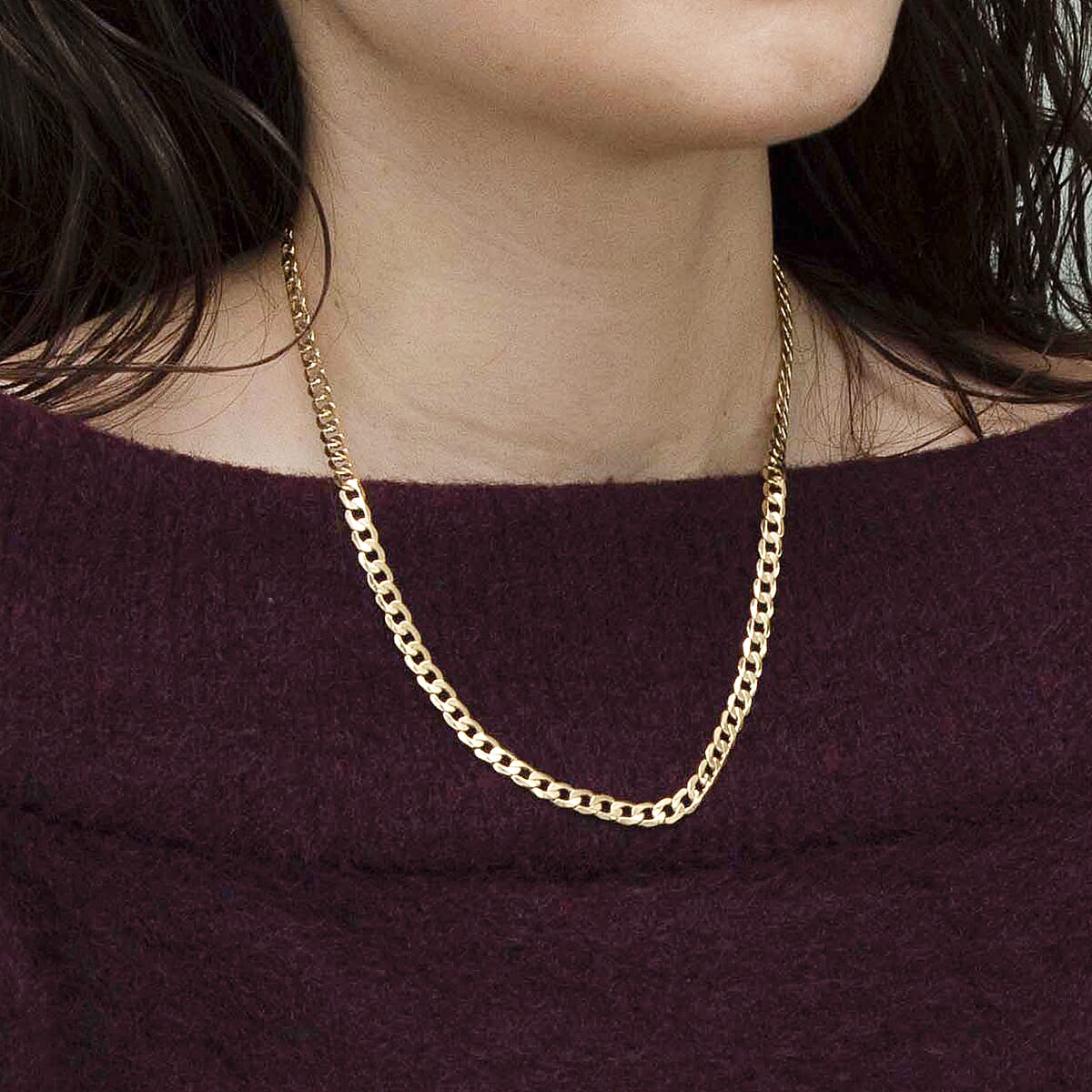 Diamond Cut Curb Chain 18 Inch in 9K Yellow Gold 7577630 1