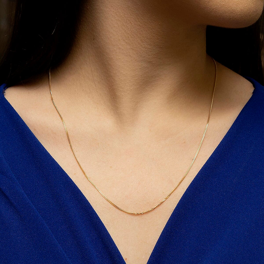 9K Yellow Gold Diamond Cut Curb Chain (Adjustable Size - 18-20)