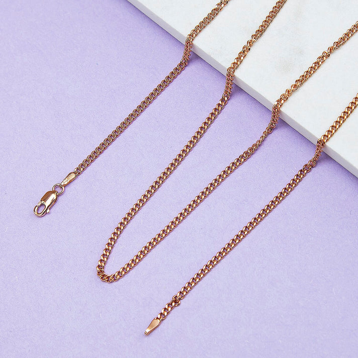 Diamond Cut Curb Chain 20 Inch in 9K Rose Gold 7591896 2