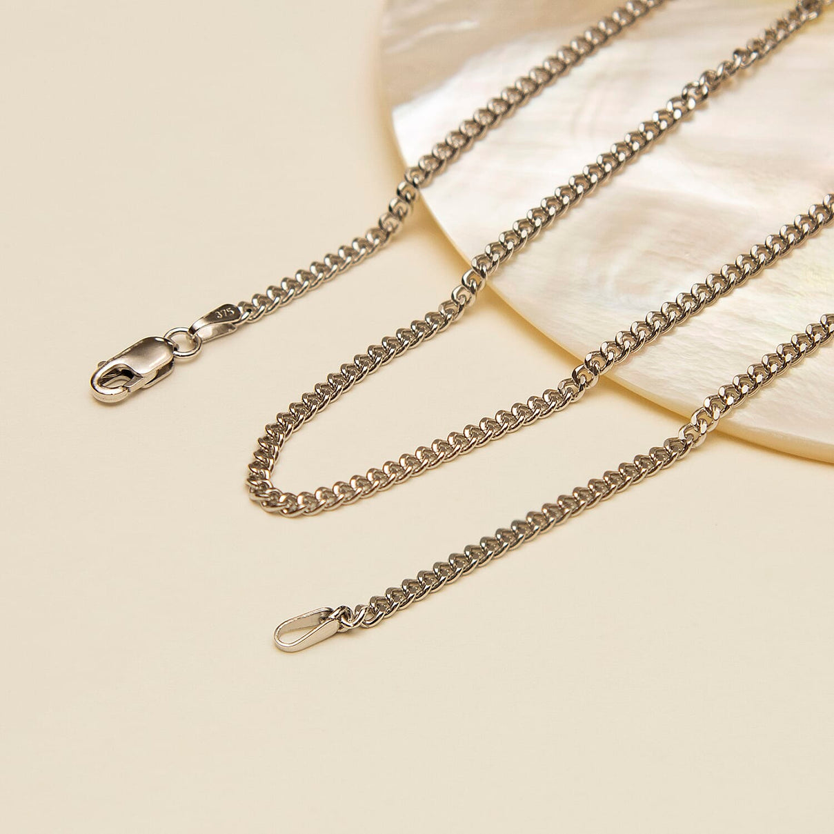 Diamond Cut Curb Chain 20 Inch in 9K White Gold 7591957 4