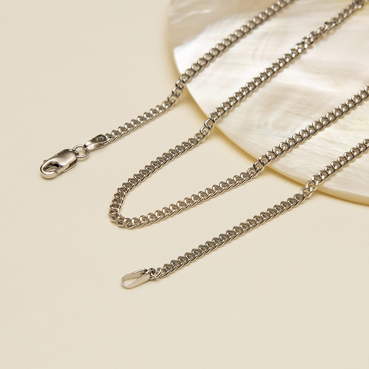 Diamond Cut Curb Chain 20 Inch in 9K White Gold 7591957 4