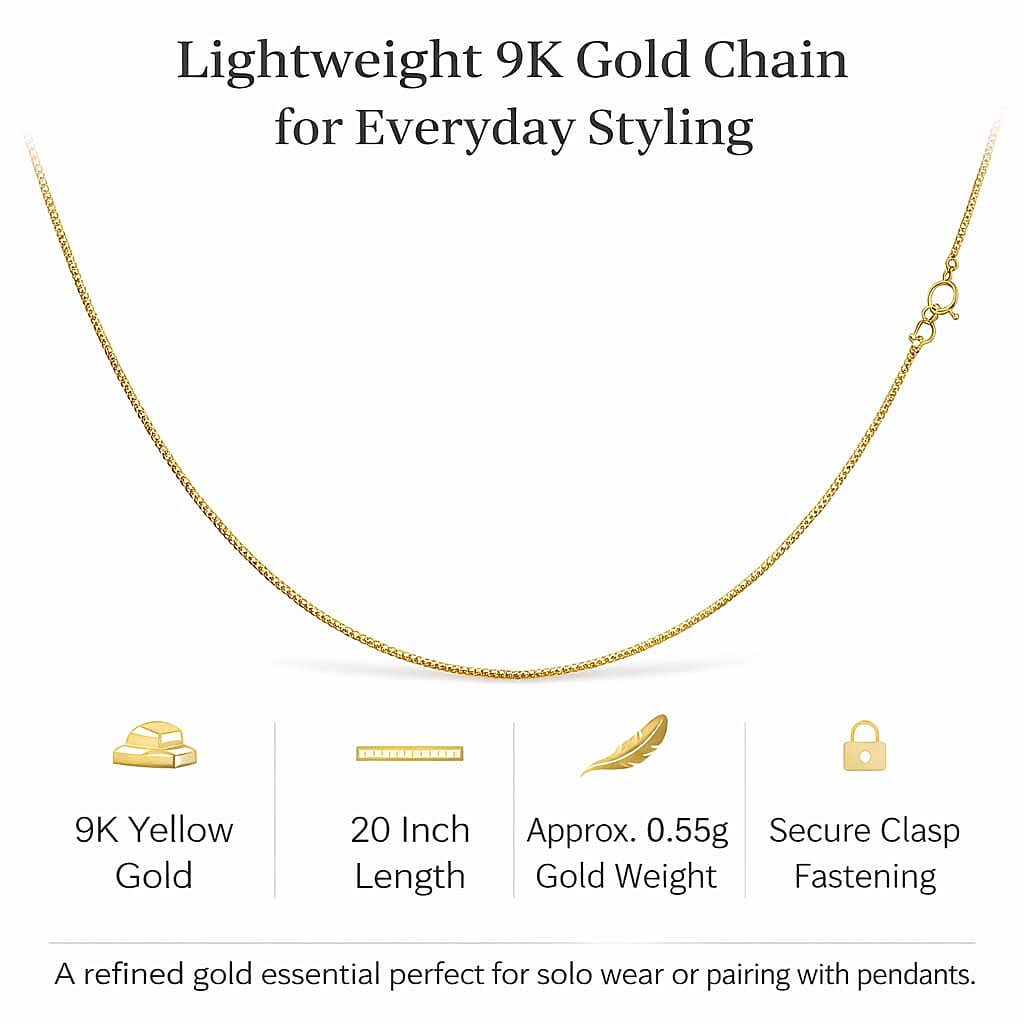 Diamond Cut Curb Chain 20 Inch in 9K Yellow Gold 7576223 2