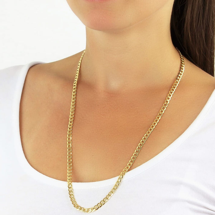 Diamond Cut Curb Chain 24 Inch in 9K Yellow Gold 7577634 2