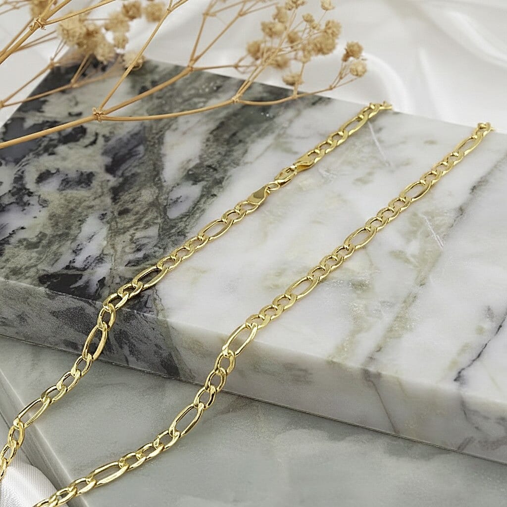 Diamond Cut Figaro Chain 16 Inch in 9K Yellow Gold 7579399 1