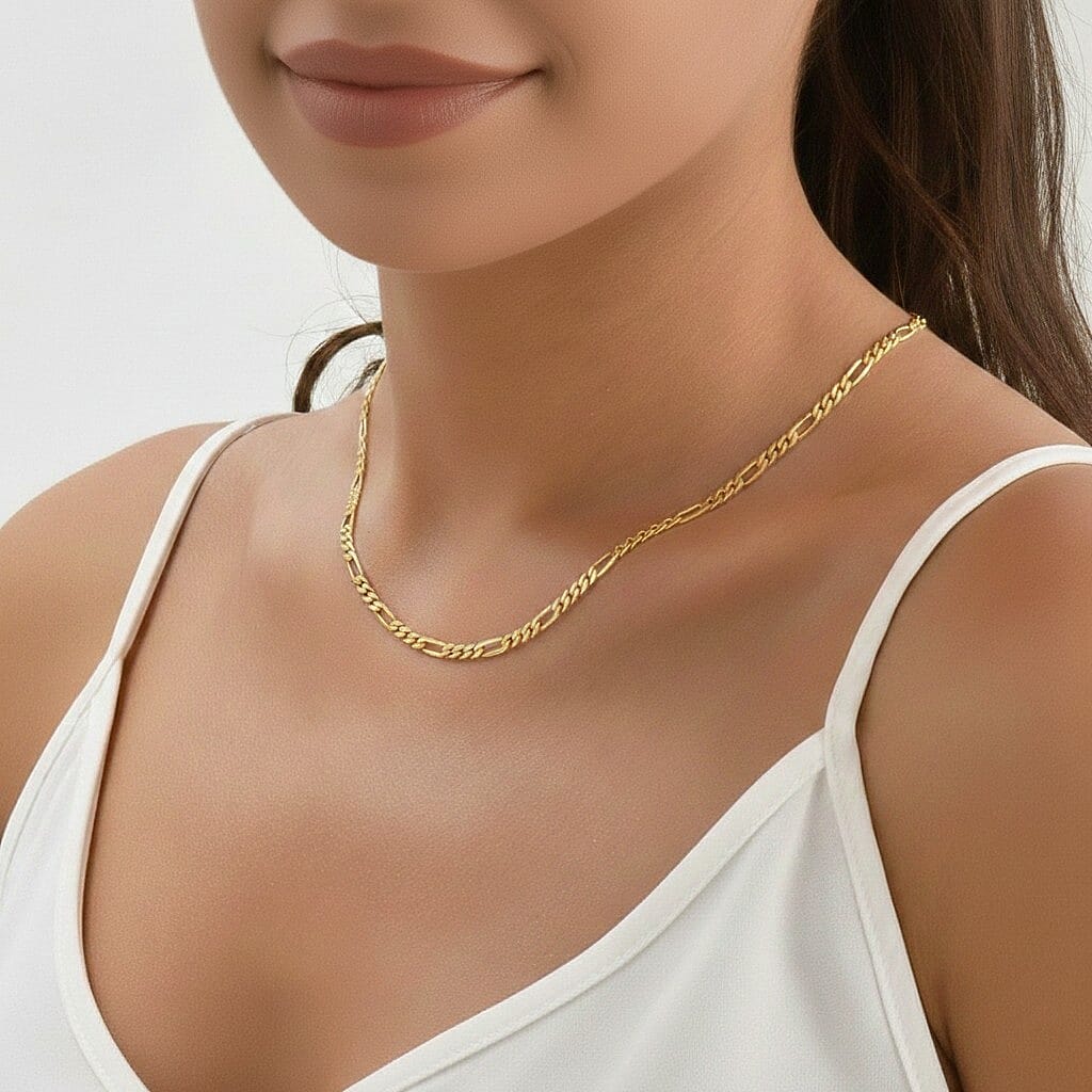 Diamond Cut Figaro Chain 16 Inch in 9K Yellow Gold 7579399 4