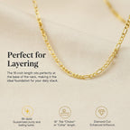 9K Yellow Gold Diamond Cut Figaro Chain 20 Inch, 5.4 grams