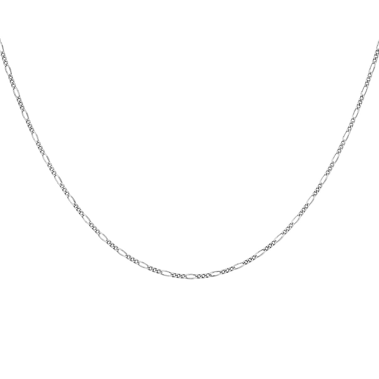 Diamond Cut Figaro Chain 18 Inch in 9K White Gold 7590665 3