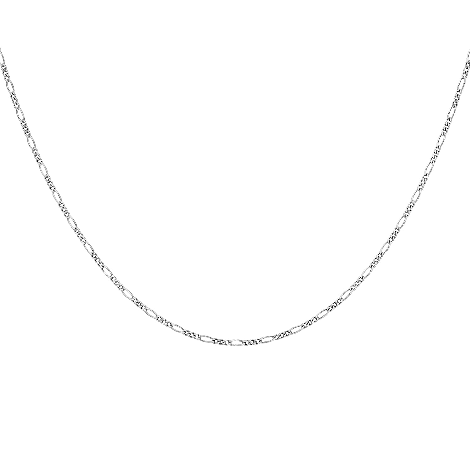 Diamond Cut Figaro Chain 20 Inch in 9K White Gold 7590656 3