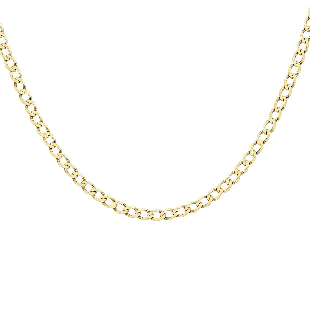 9K Yellow Gold Flat Curb Chain With Lobster Clasp (Size - 16)