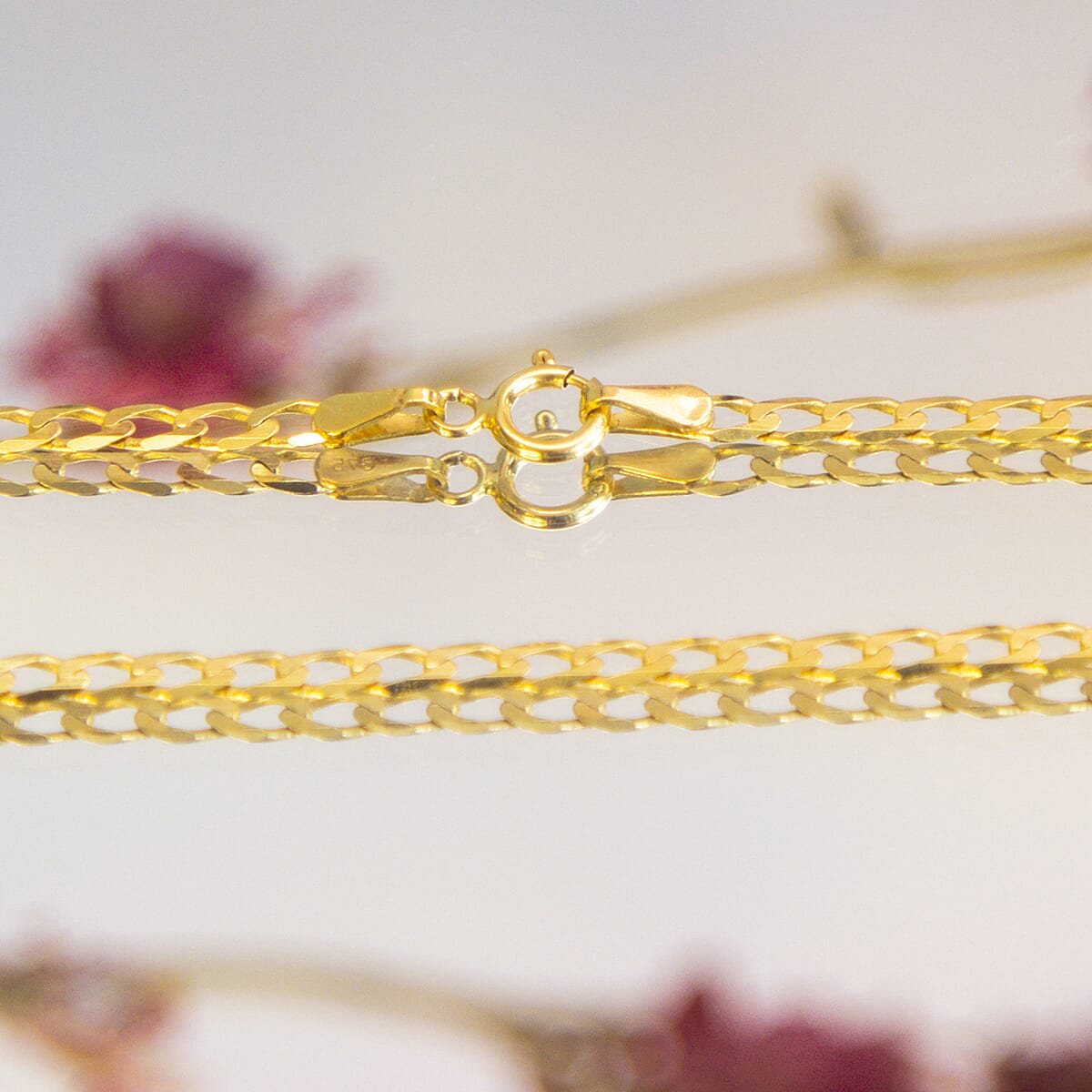 Diamond Cut Flat Curb Chain 16 Inch in 9K Yellow Gold 7577743 4
