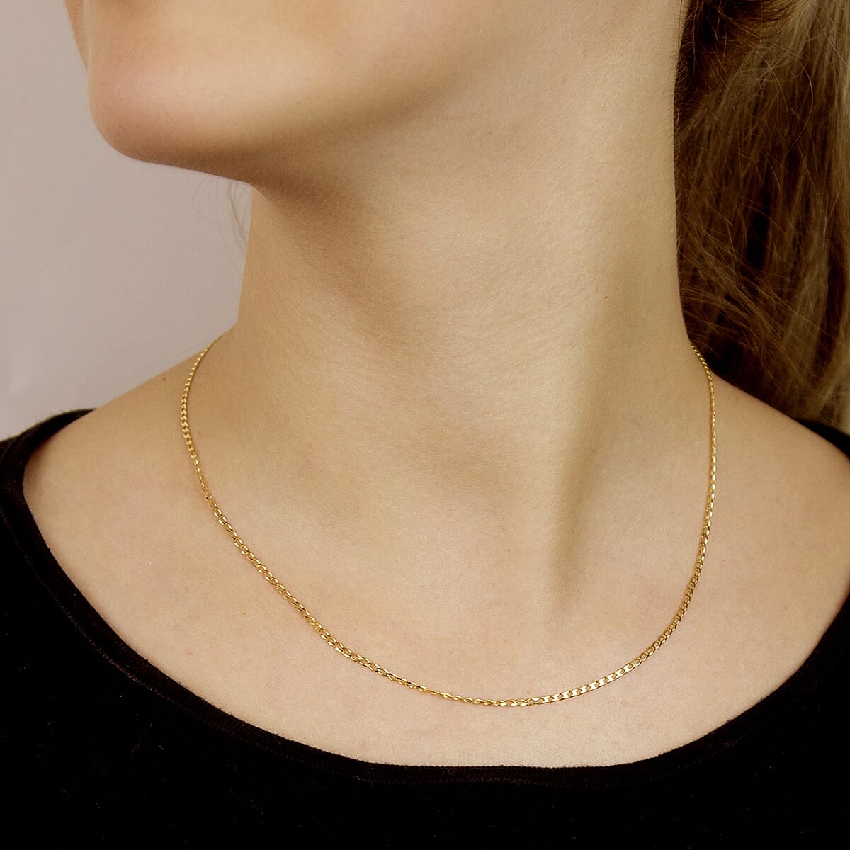 Diamond Cut Flat Curb Chain 18 Inch in 9K Yellow Gold 7577532 1