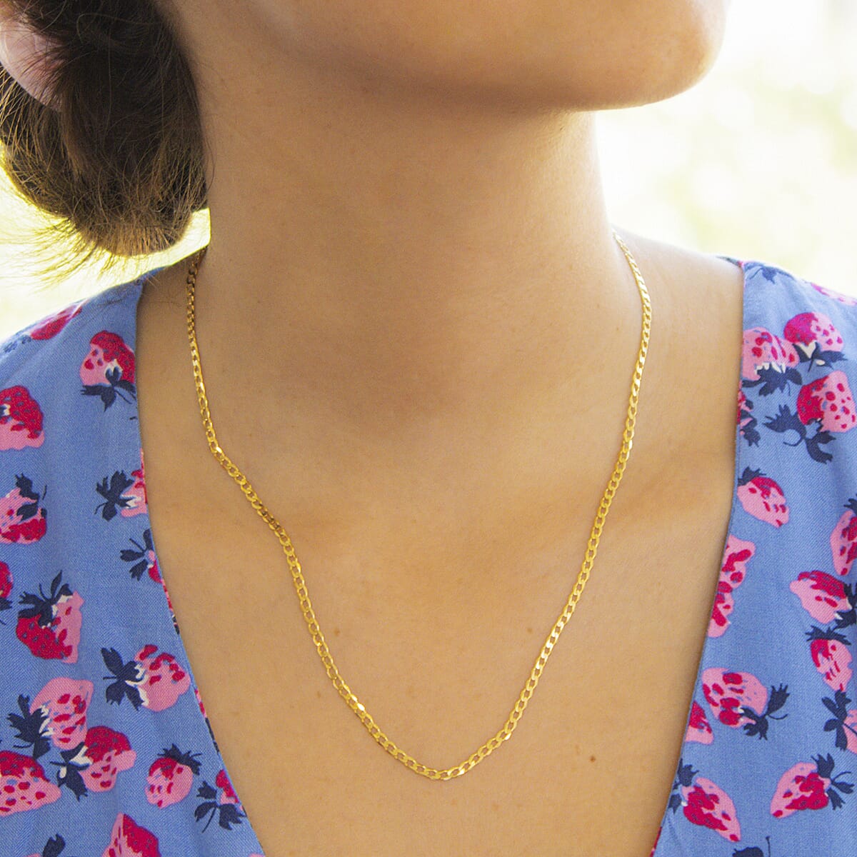 Diamond Cut Flat Curb Chain 18 Inch in 9K Yellow Gold 7577745 1