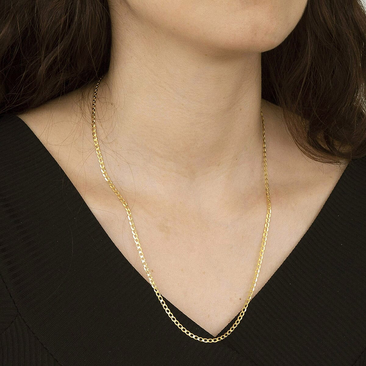 Diamond Cut Flat Curb Chain 20 Inch in 9K Yellow Gold 7577746 1