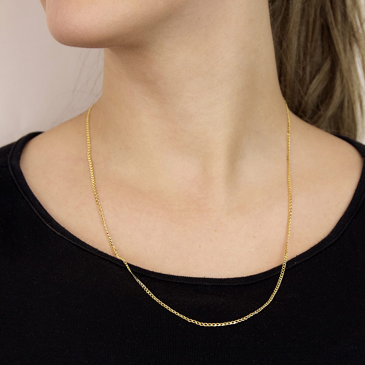 Diamond Cut Flat Curb Chain 24 Inch in 9K Yellow Gold 7577546 1