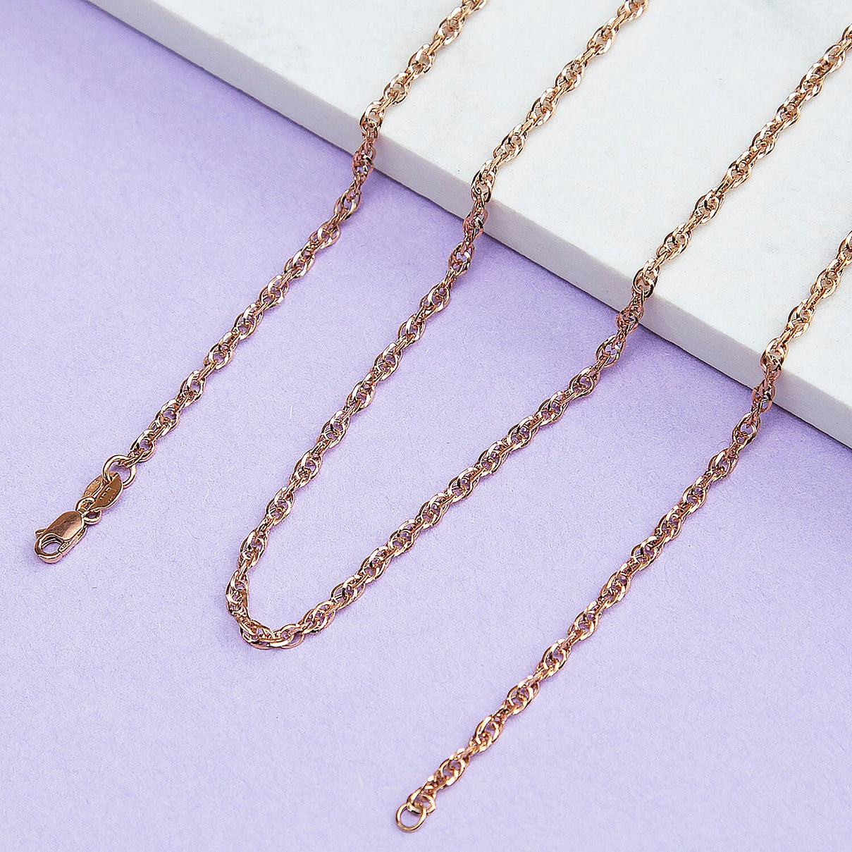 Diamond Cut Prince of Wales Chain 16 Inch in 9K Rose Gold 7582189 1