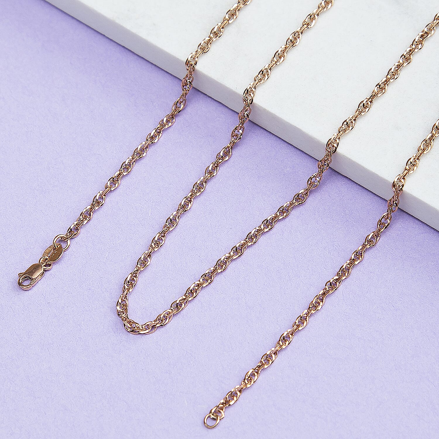 Diamond Cut Prince of Wales Chain 16 Inch in 9K Rose Gold 7582189 1