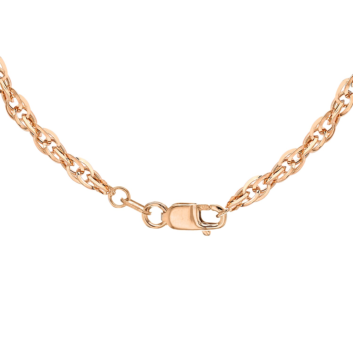 Diamond Cut Prince of Wales Chain 16 Inch in 9K Rose Gold 7582189 4