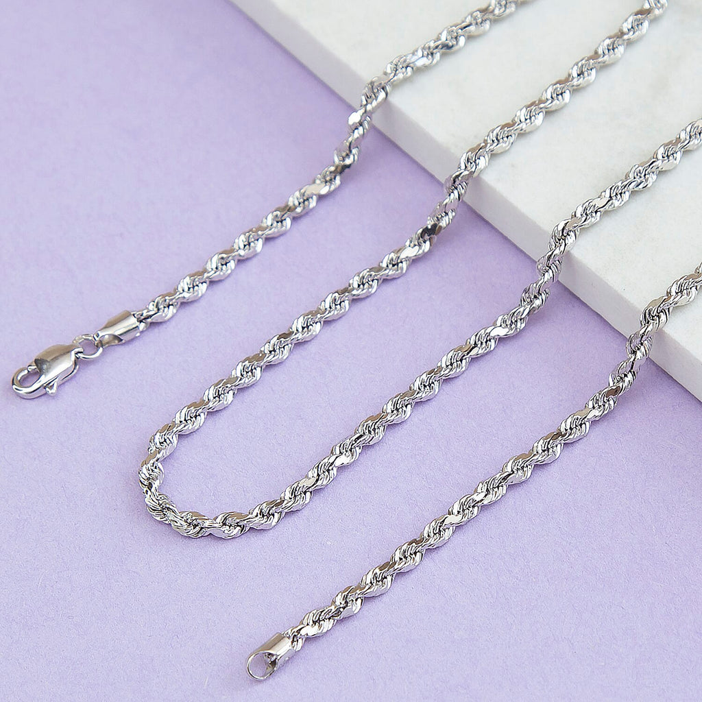 9K White Gold  Chain (Size - 16),  Gold Wt. 5.4 Gms