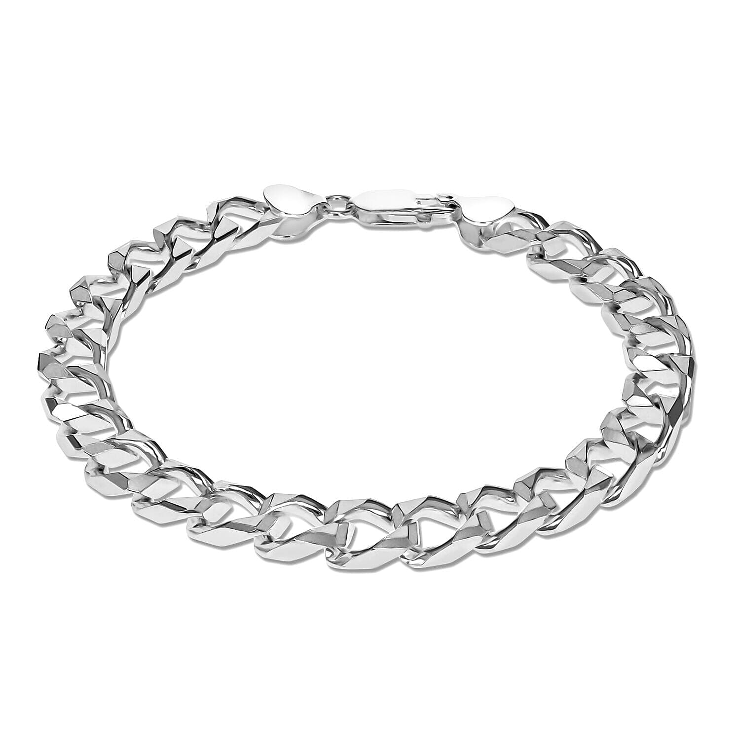 Sterling Silver 8mm Diamond Cut Square Curb Bracelet 8.5 Inch 7313099 0