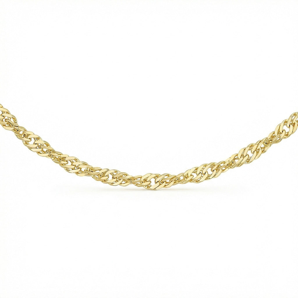 9K Yellow Gold Twist Curb Chain With Spring Ring Clasp (Size - 16)