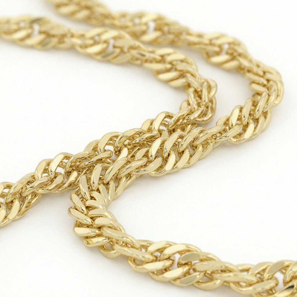 9K Yellow Gold Twist Curb Chain With Spring Ring Clasp (Size - 16)