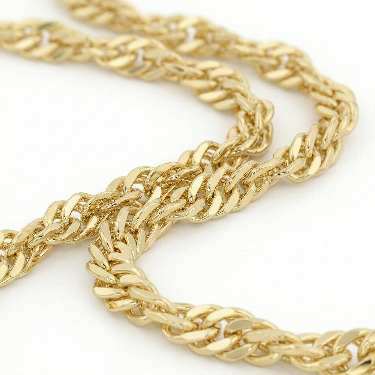 Diamond Cut Twist Curb Chain 16 Inch in 9K Yellow Gold 7576671 3