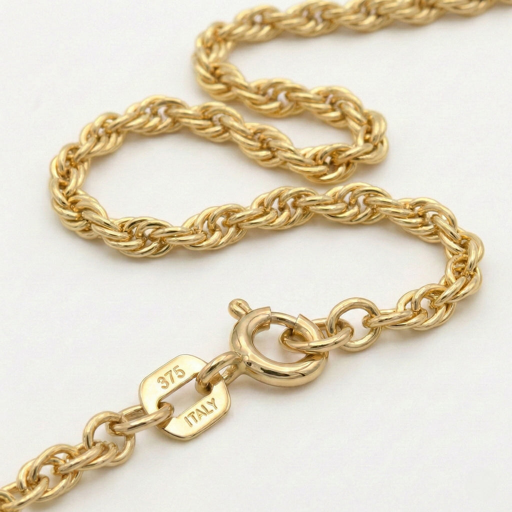 9K Yellow Gold Twist Curb Chain With Spring Ring Clasp (Size - 16)