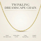 9K Yellow Gold Twist Curb Chain With Spring Ring Clasp (Size - 16)