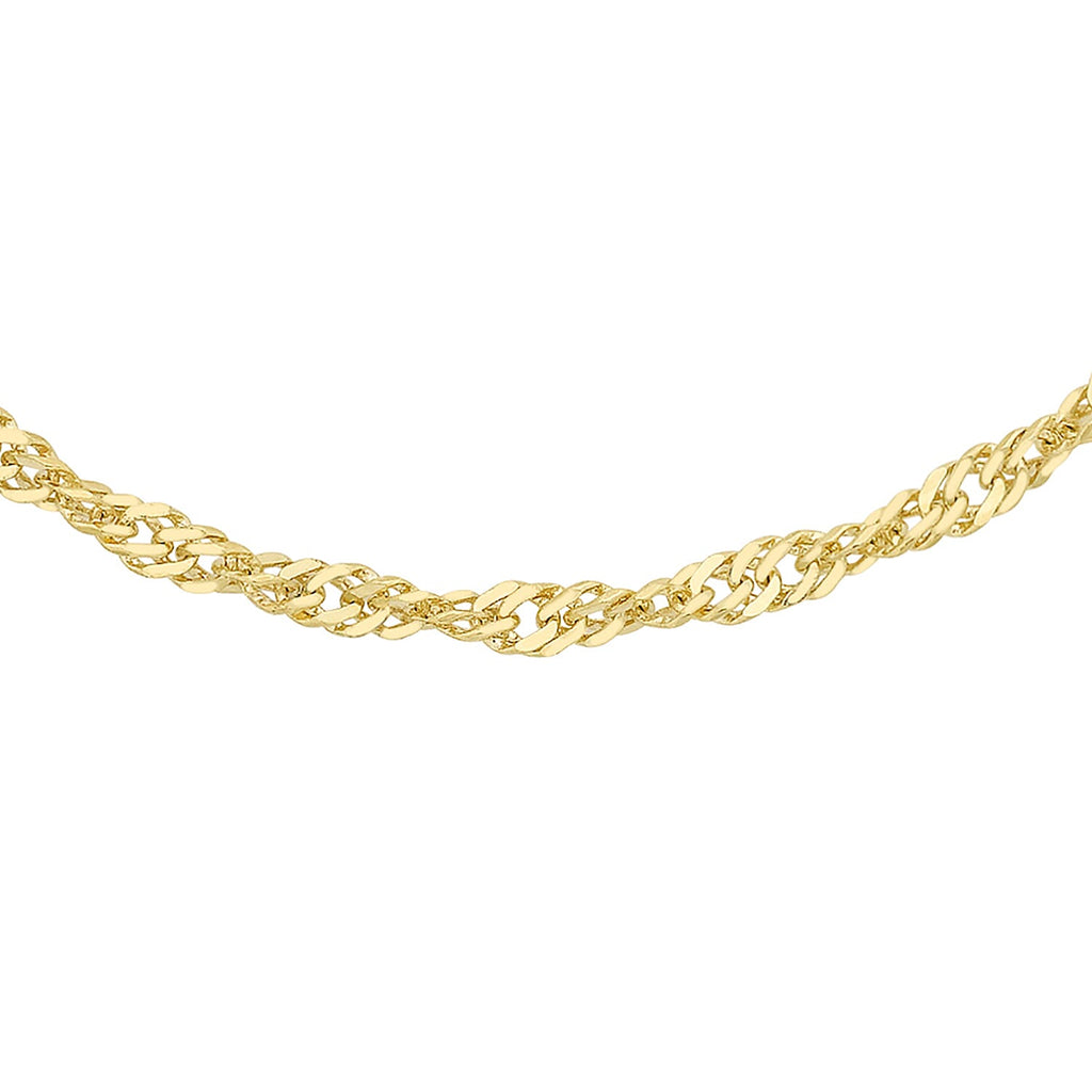 9K Yellow Gold Twist Curb Chain With Spring Ring Clasp (Size - 16)