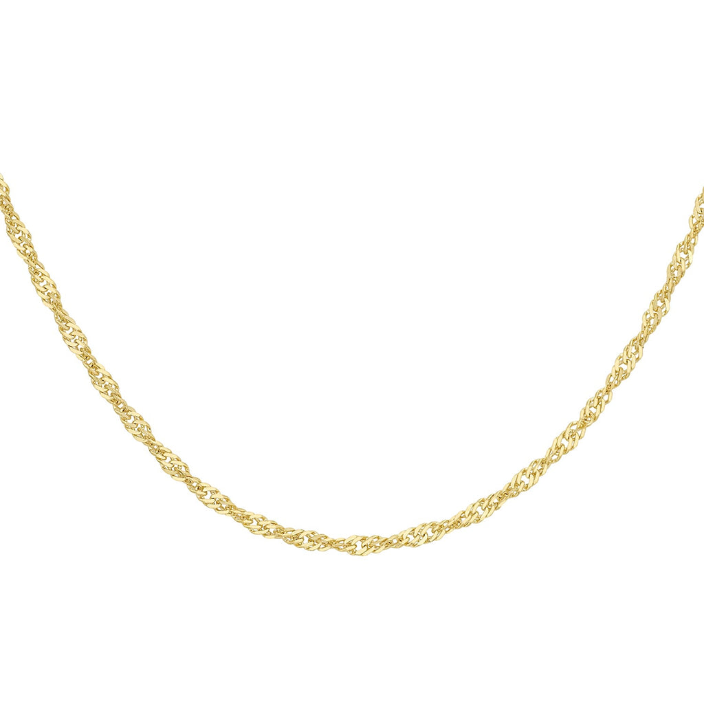 9K Yellow Gold Twist Curb Chain With Spring Ring Clasp (Size - 16)