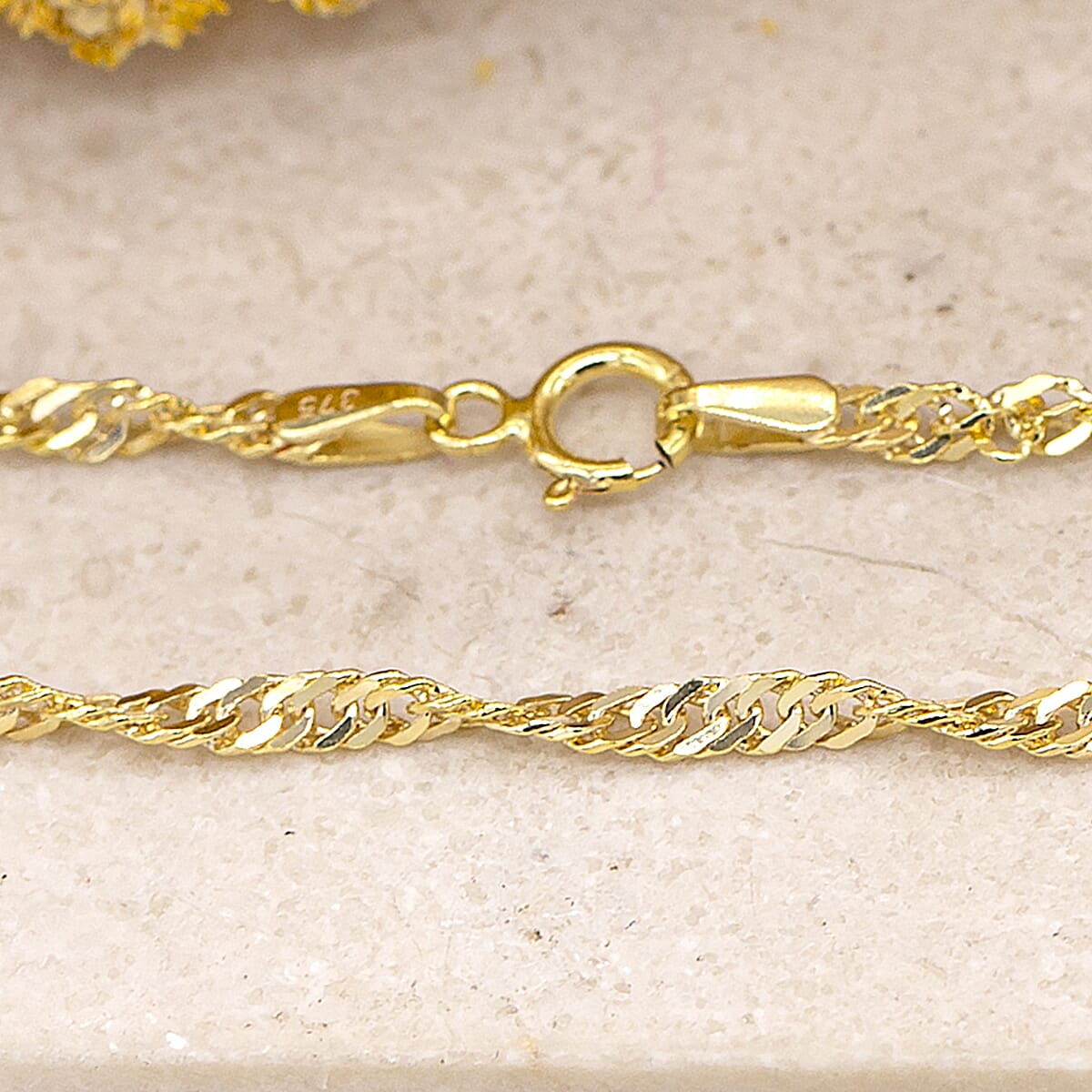 Diamond Cut Twist Curb Chain 16 Inch in 9K Yellow Gold 7576789 4