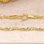 9K Yellow Gold Twist Curb Chain With Spring Ring Clasp (Size - 16)