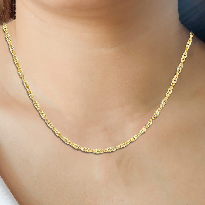 Diamond Cut Twist Curb Chain 18 Inch in 9K Yellow Gold 7576779 2