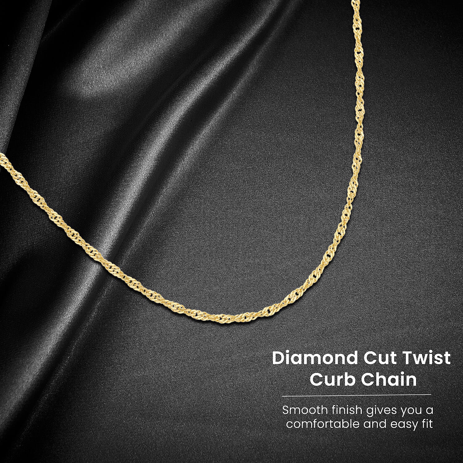 Diamond Cut Twist Curb Chain 18 Inch in 9K Yellow Gold 7576779 3