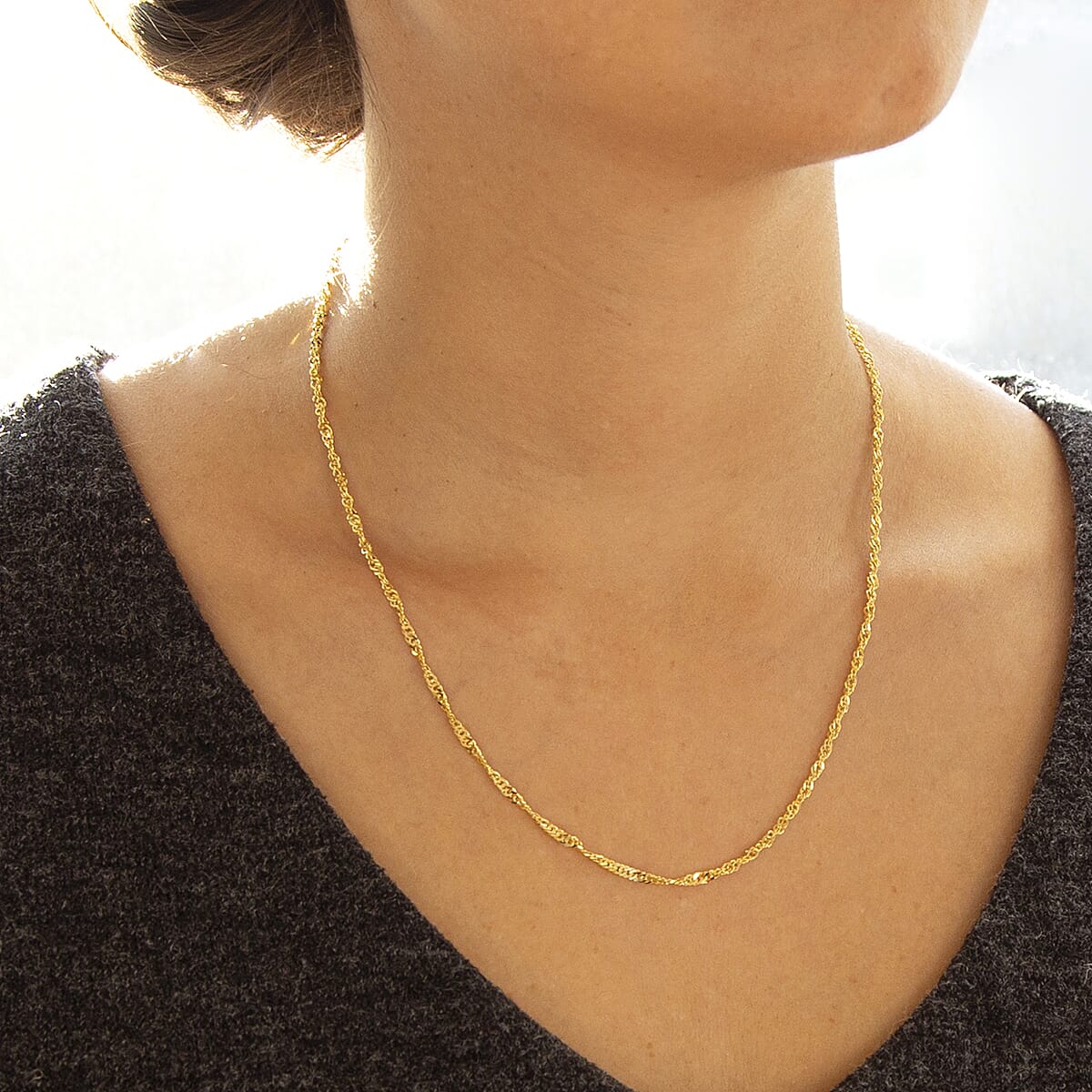 Diamond Cut Twist Curb Chain 18 Inch in 9K Yellow Gold 7576790 1