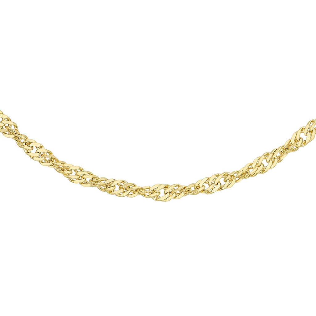 9K Yellow Gold Diamond Cut Twist Curb Chain (Size - 20) with Spring Ring Clasp