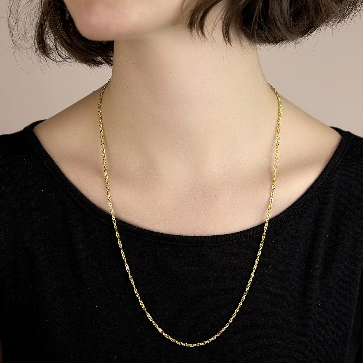 Diamond Cut Twist Curb Chain 24 Inch in 9K Yellow Gold 4.4g 7576903 1