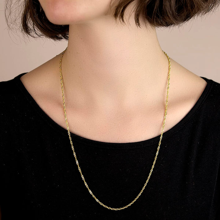 Diamond Cut Twist Curb Chain 24 Inch in 9K Yellow Gold 4.4g 7576903 2